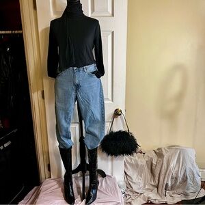 Lou&Grey New French Girl Chic Black Jersey Scarf Wrap‎ L/S Black Tunic Top S